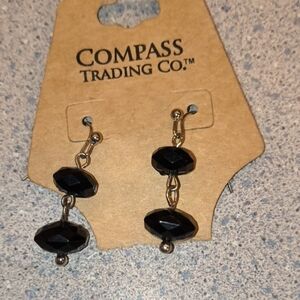 Compass Trading Co Black Dangle Earrings with Polished Beads-Brand New With Tag